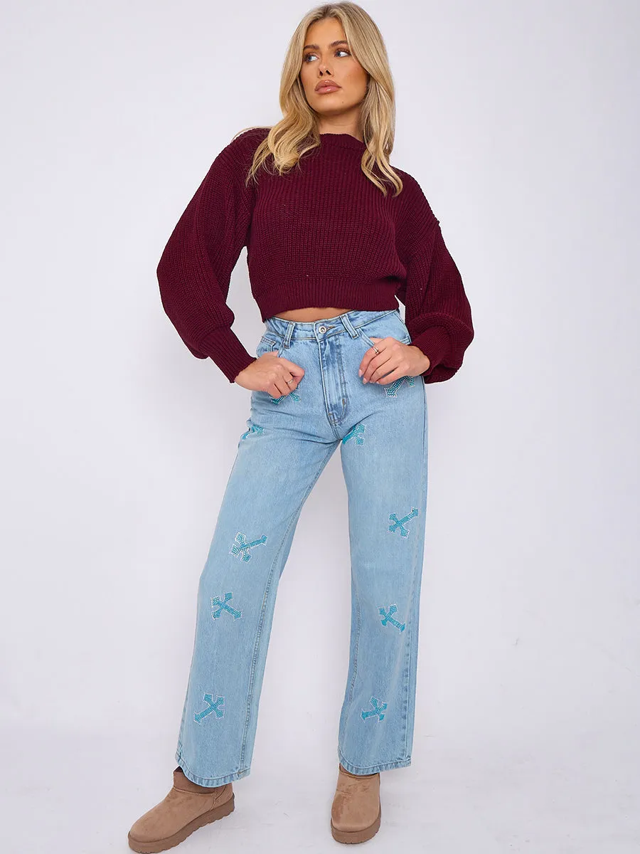 Crucifix Embellished Straight Leg Denim Jeans - Laura sold by Storm Desire product image thumbnail 5
