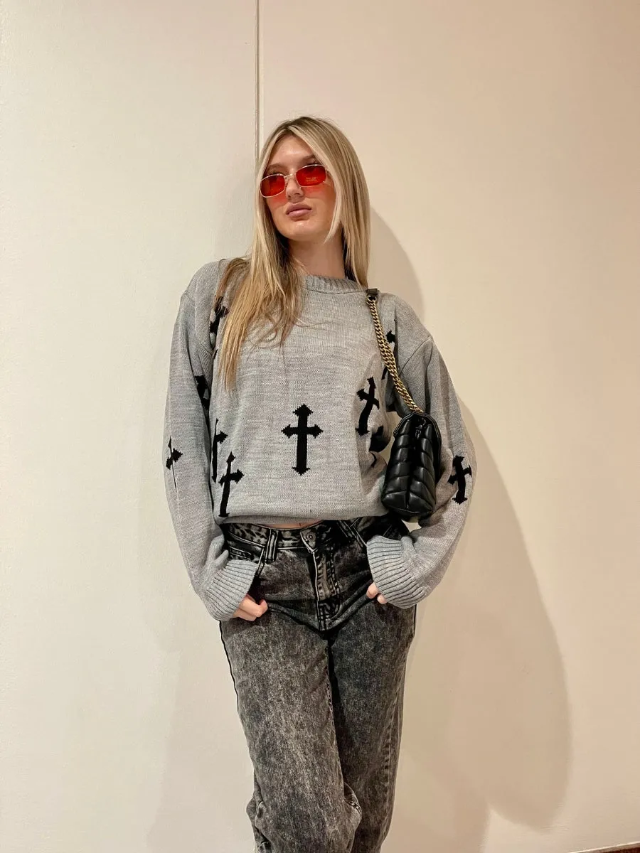 Crucifix Oversized Knitted Jumper - Cynthia sold by Storm Desire product image thumbnail 2