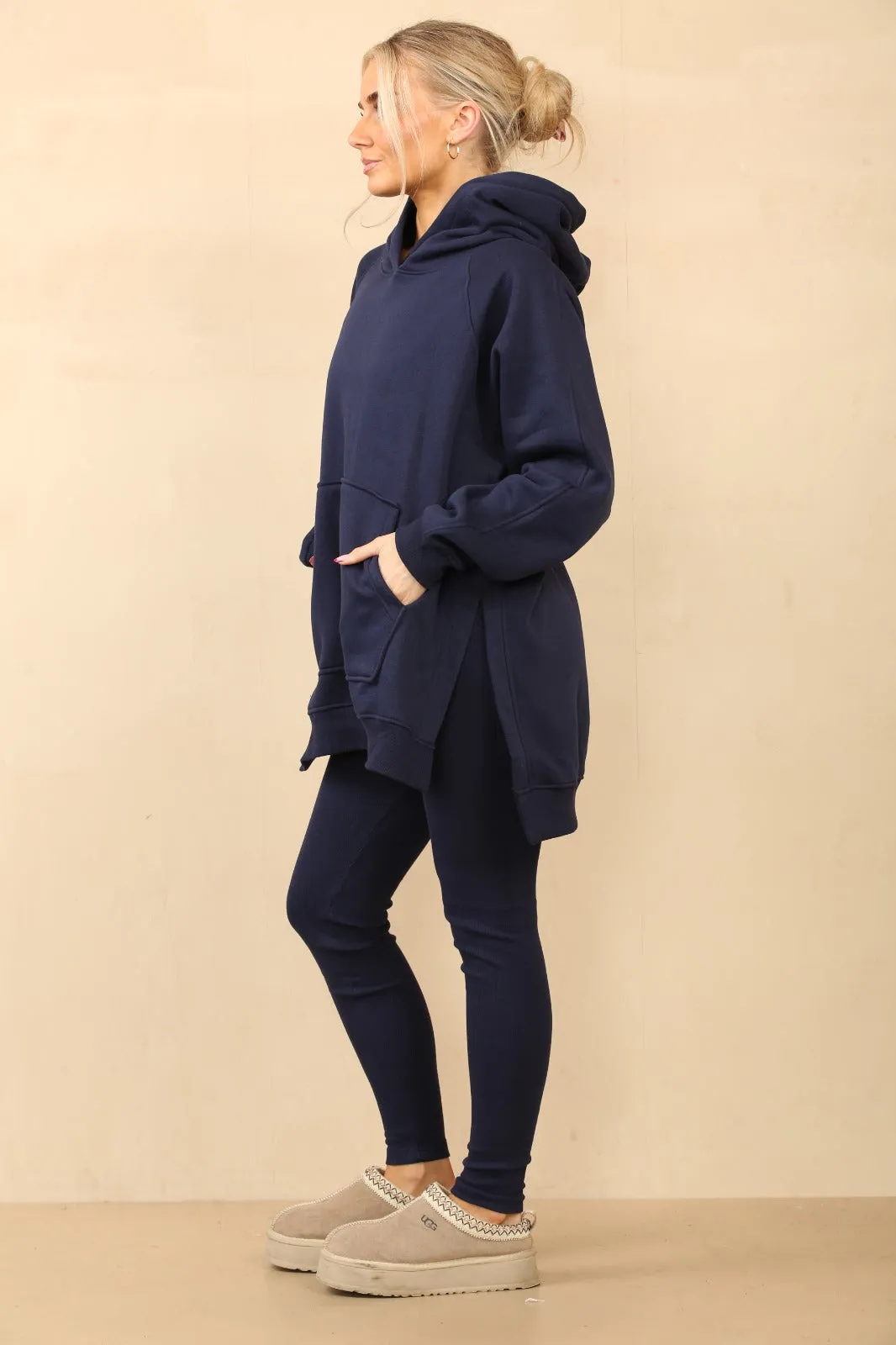 Navy Oversized Split Sides Hoodie & Ribbed Leggings Co-ord - Shelly sold by Storm Desire product image thumbnail 3