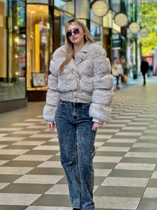 Faux Fur Panel Biker Jacket - Penelope sold by Storm Desire