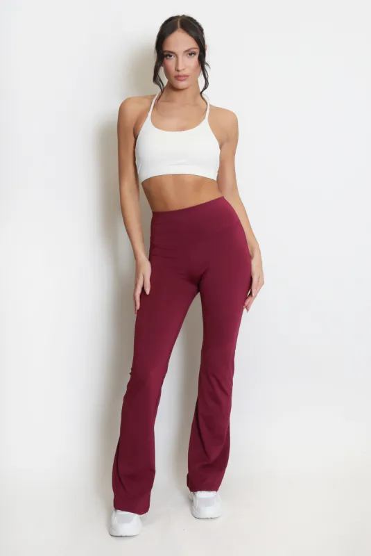 Wine Elasticated Waist Flare Trouser - Payton sold by Storm Desire