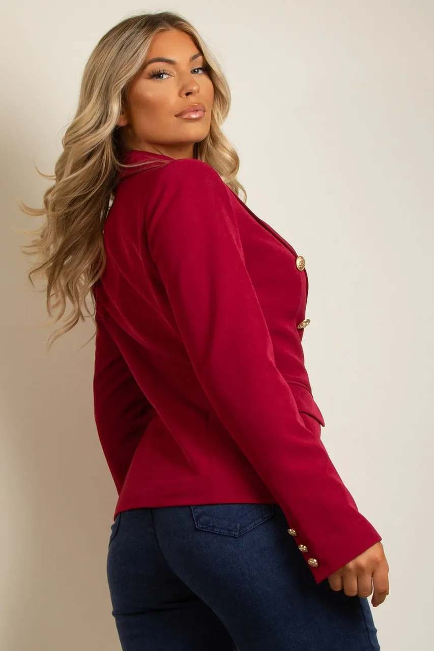 Wine Attentif Golden Button Double Breast Blazer - Eden sold by Storm Desire product image thumbnail 2