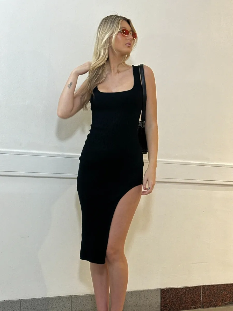Ribbed Knitted Slit Midi Dress - Linda sold by Storm Desire product image thumbnail 5