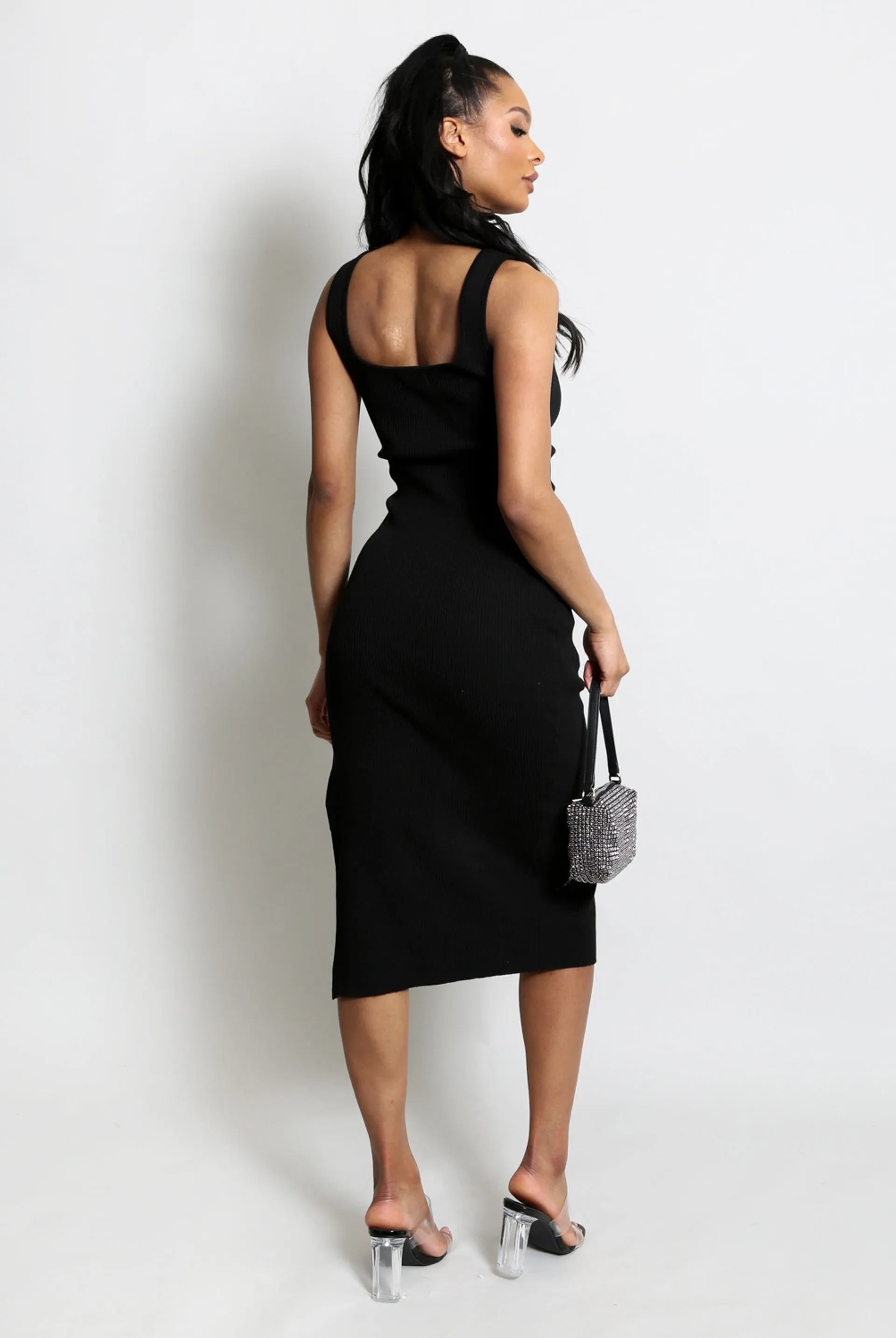 Ribbed Knitted Slit Midi Dress - Linda sold by Storm Desire product image thumbnail 4
