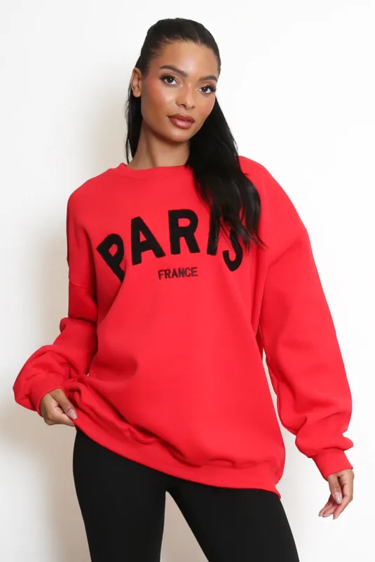 Embossed Paris Baggy Sweatshirt - Frances sold by Storm Desire