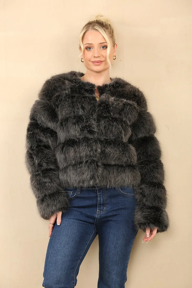Husky Two Tone Super Soft Faux Fur Jacket - Salma sold by Storm Desire product image thumbnail 2