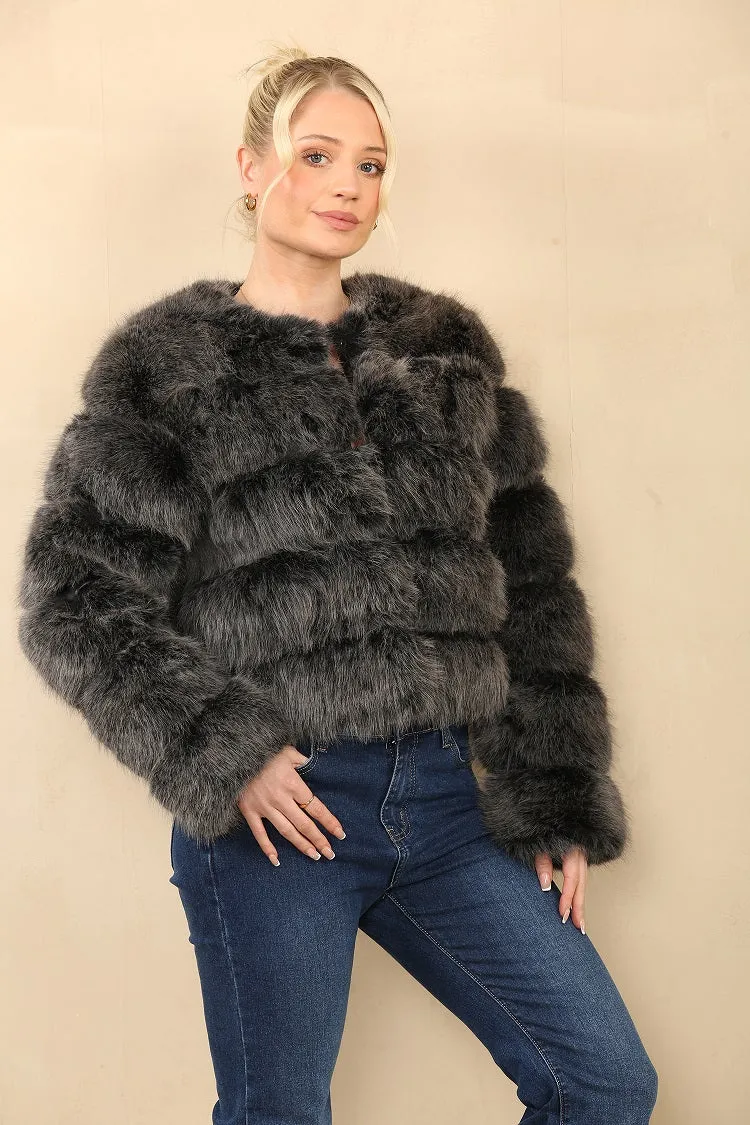 Husky Two Tone Super Soft Faux Fur Jacket - Salma sold by Storm Desire product image thumbnail 4