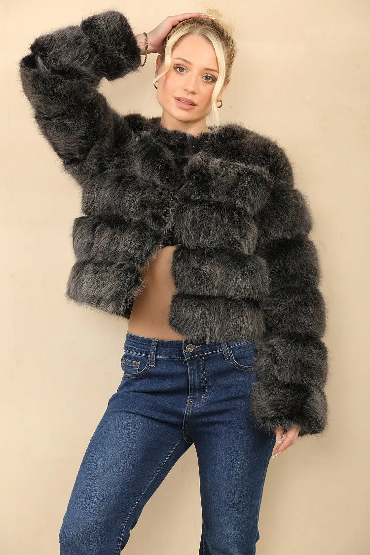 Husky Two Tone Super Soft Faux Fur Jacket - Salma sold by Storm Desire