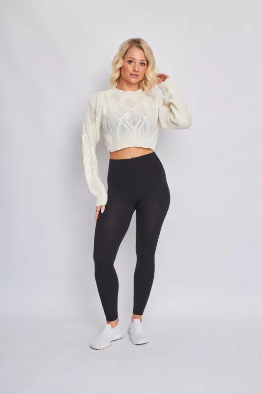 Cable Knitted Crop Jumper - Lana sold by Storm Desire
