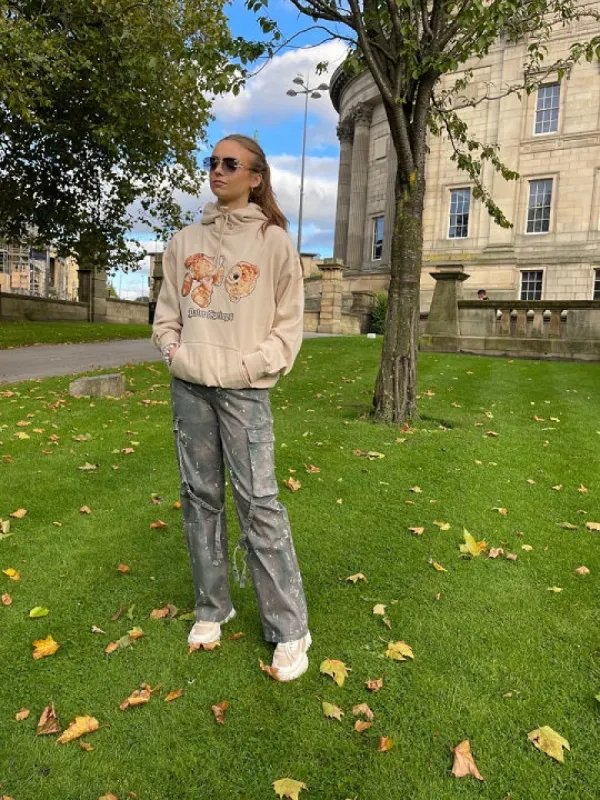 Beige Palm Springs Graphic Print Hoodie - Anika sold by Storm Desire