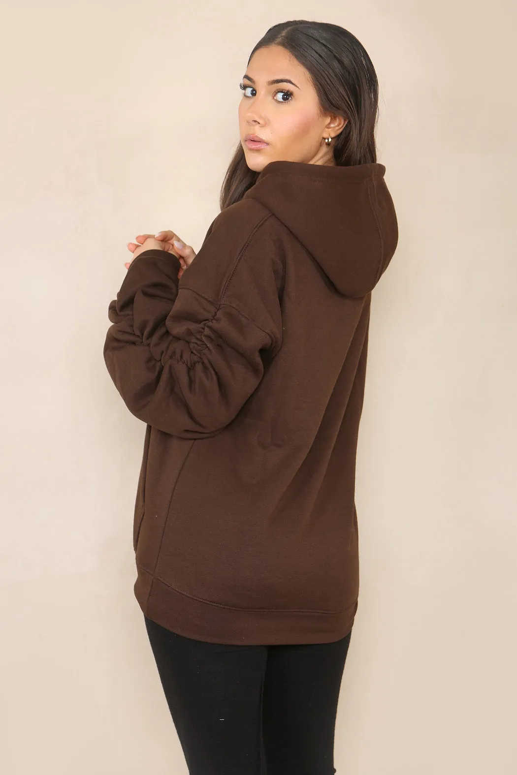 Ruched Sleeve Hooded Sweatshirt - Kora sold by Storm Desire product image thumbnail 2
