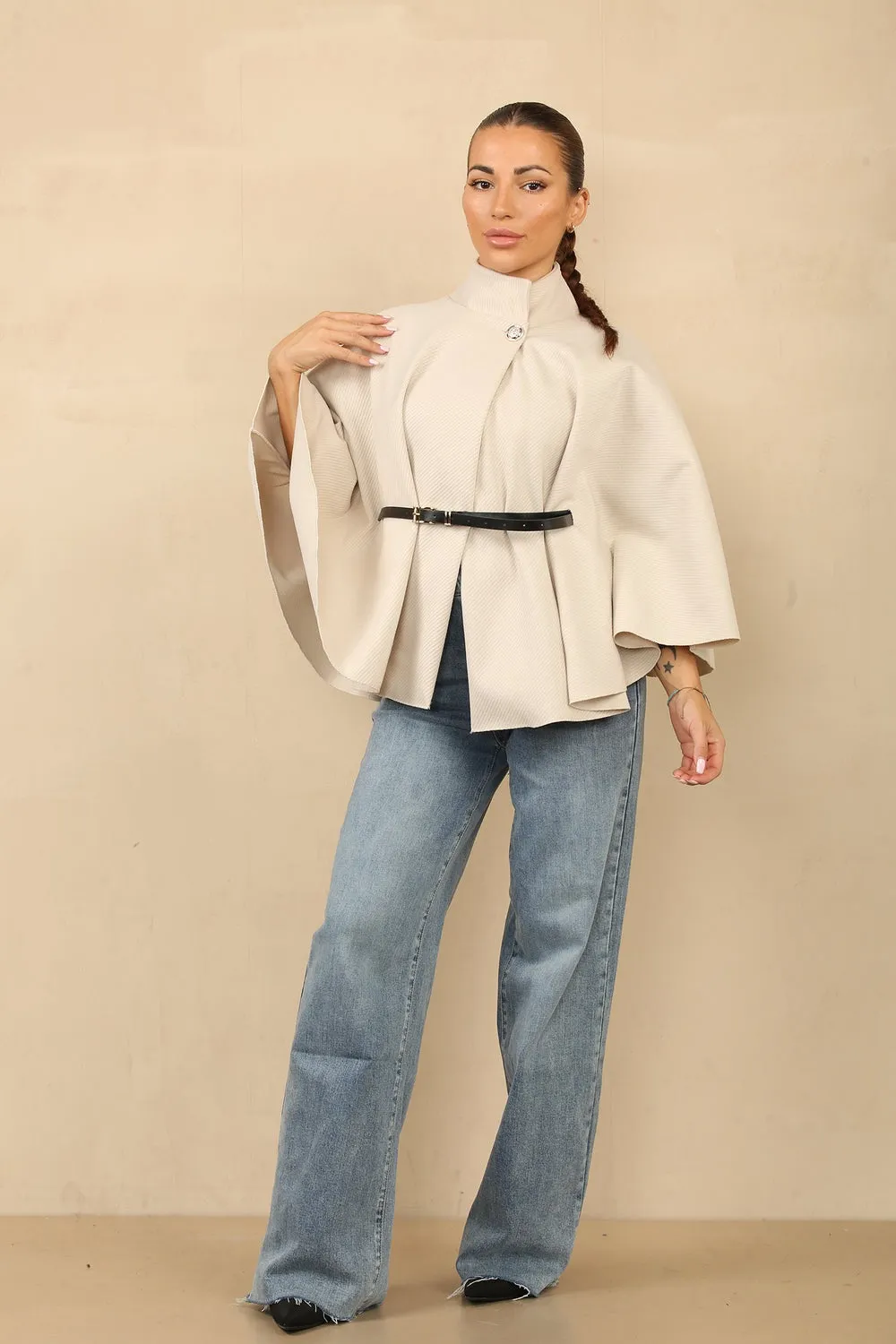 Women's Belted Poncho Cape - Arielle sold by Storm Desire product image thumbnail 3