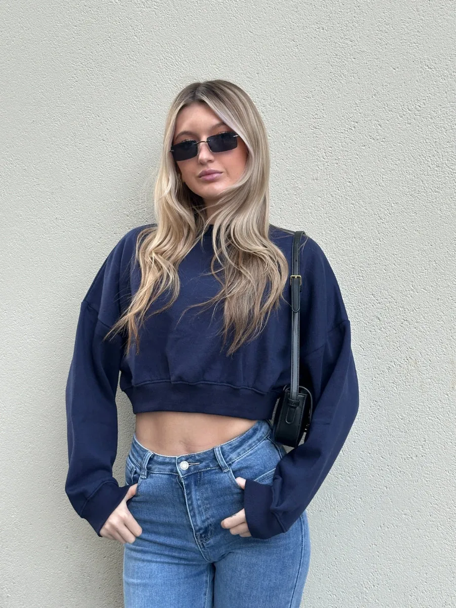 Fleece Jersey Baggy Crop Jumper - Logan sold by Storm Desire product image thumbnail 3