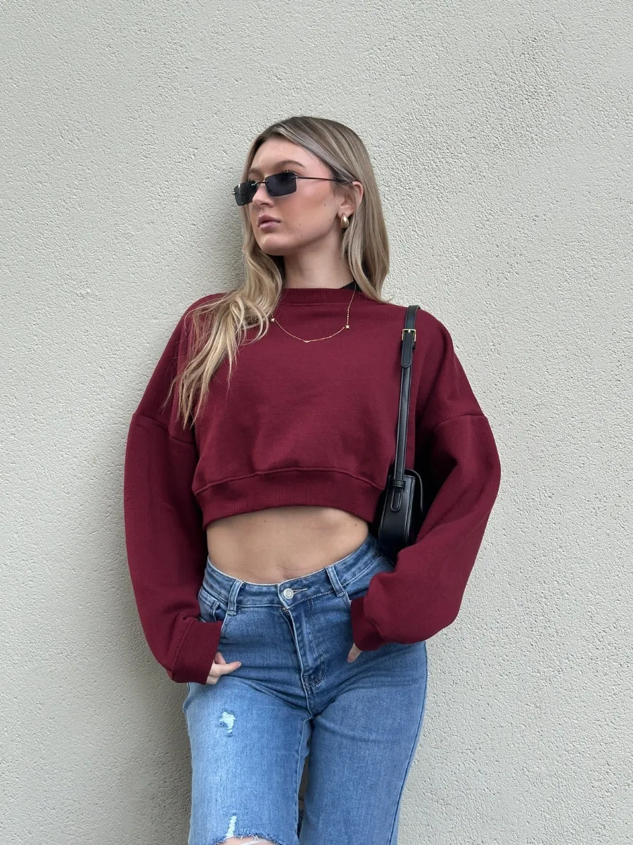 Fleece Jersey Baggy Crop Jumper - Logan sold by Storm Desire
