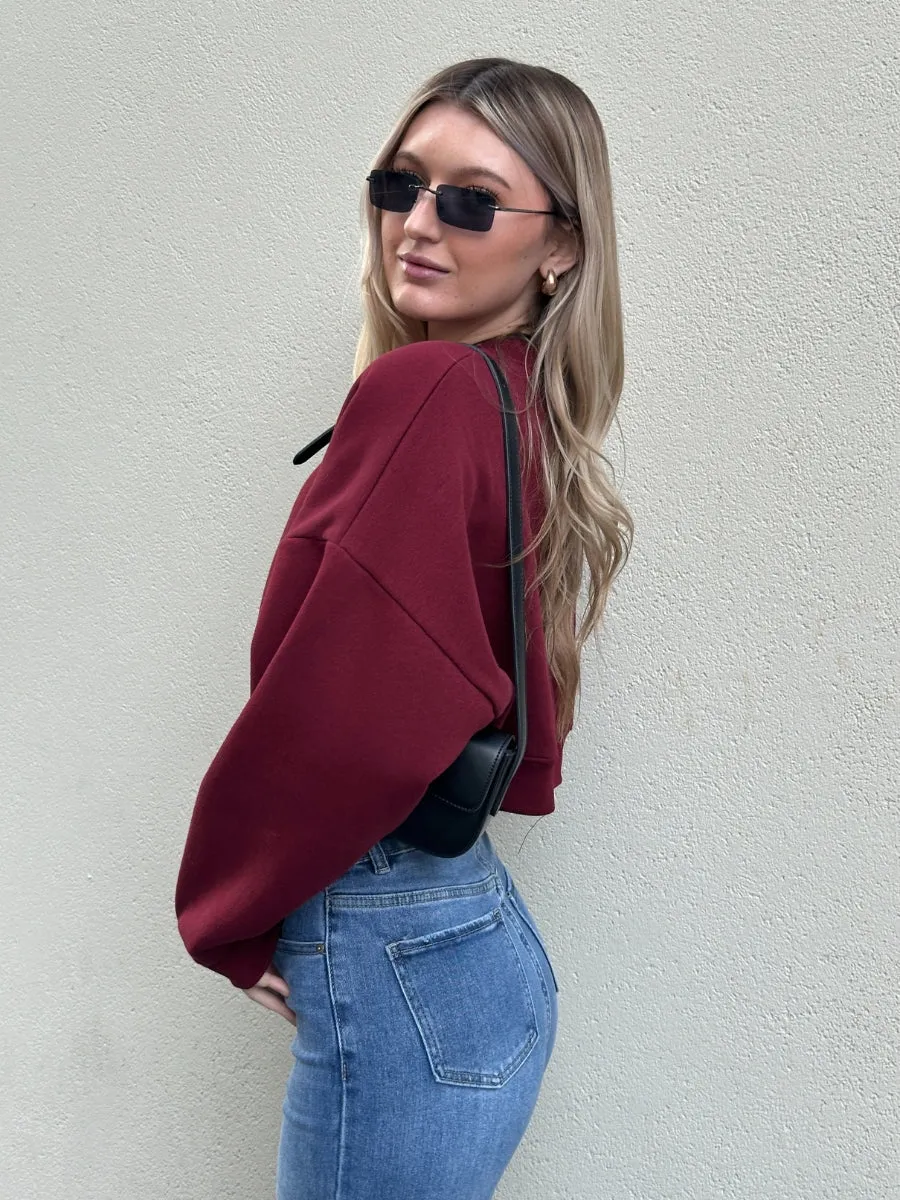 Fleece Jersey Baggy Crop Jumper - Logan sold by Storm Desire product image thumbnail 2