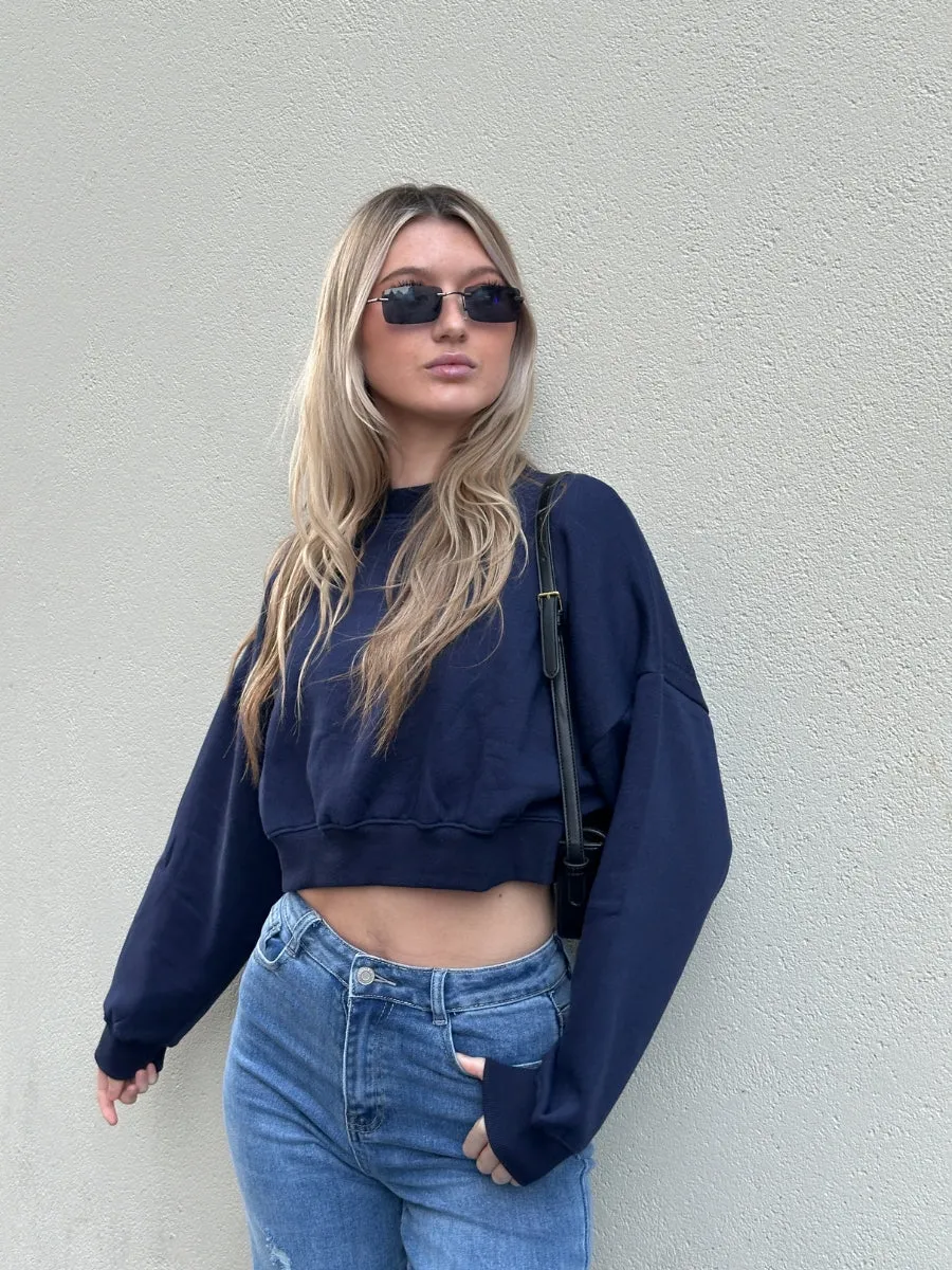 Fleece Jersey Baggy Crop Jumper - Logan sold by Storm Desire product image thumbnail 5