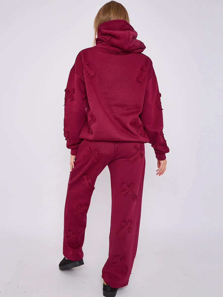 Wine Baggy Crucifix Cross Hooded Tracksuit - Kayla sold by Storm Desire product image thumbnail 3