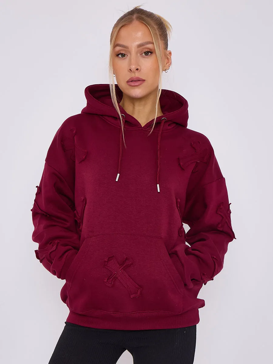 Wine Oversized Crucifix Jersey hoodie - Winter sold by Storm Desire product image thumbnail 5