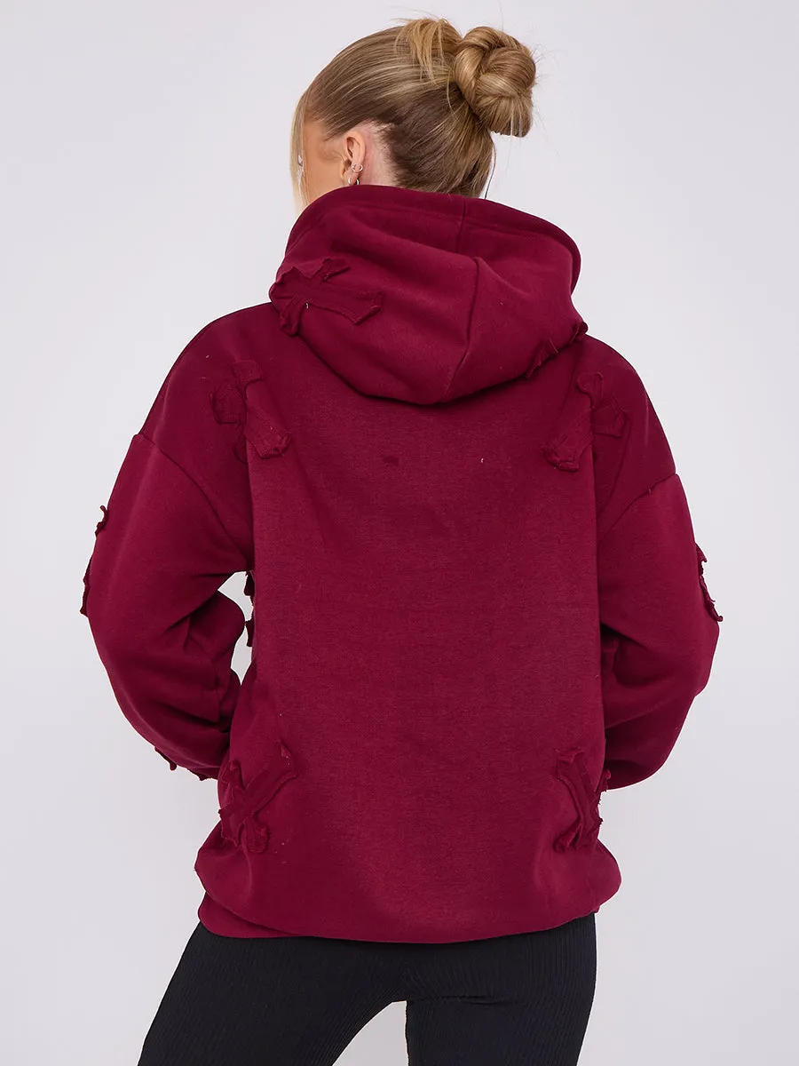 Wine Oversized Crucifix Jersey hoodie - Winter sold by Storm Desire product image thumbnail 3
