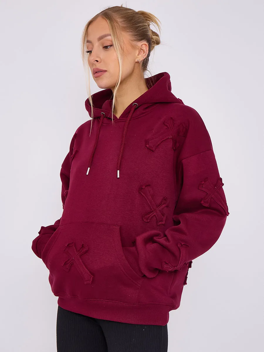 Wine Oversized Crucifix Jersey hoodie - Winter sold by Storm Desire product image thumbnail 4
