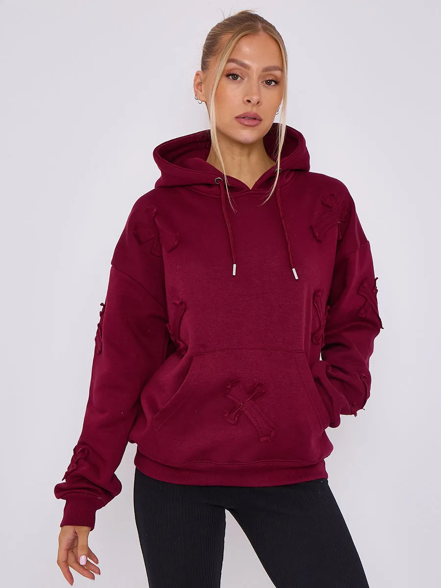 Wine Oversized Crucifix Jersey hoodie - Winter sold by Storm Desire product image thumbnail 2