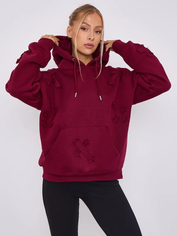 Wine Oversized Crucifix Jersey hoodie - Winter sold by Storm Desire