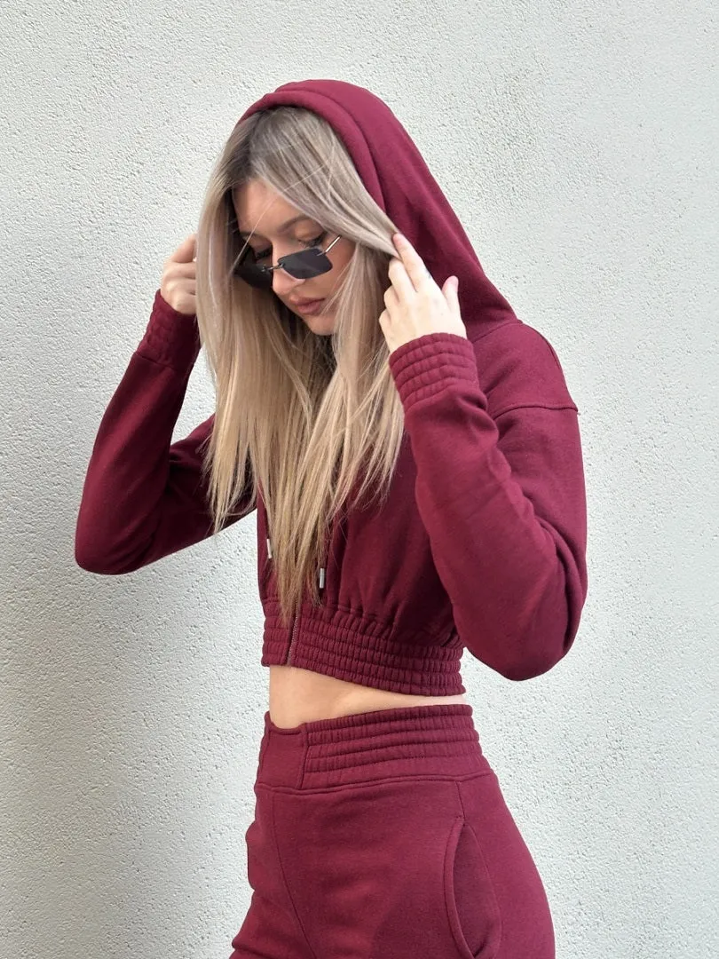 Wine Crop Zip Hooded Loungewear - Valentina sold by Storm Desire product image thumbnail 2