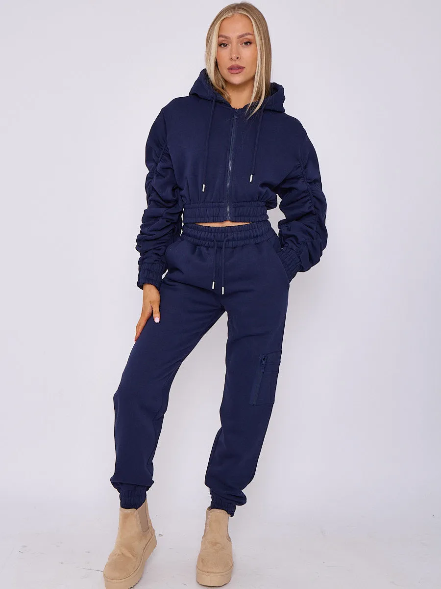 Side Pocket Ruched Sleeve Hoodie & Jogger Co-ord - Aylin sold by Storm Desire product image thumbnail 2