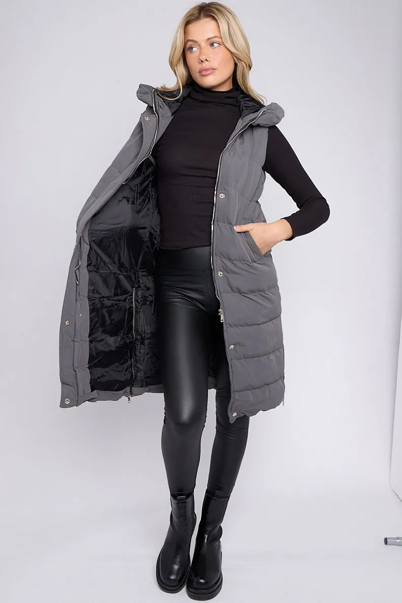Longline Padded Hooded Gilet - Jayla sold by Storm Desire