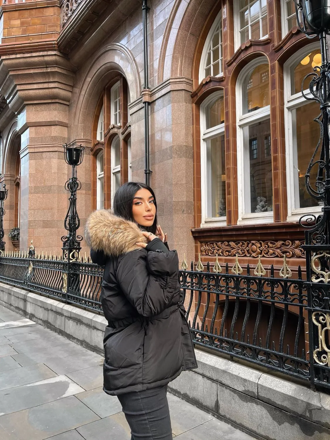 Black Natural Fur Hood Attentif Tie Up Puffer Jacket - Jemima sold by Storm Desire product image thumbnail 2