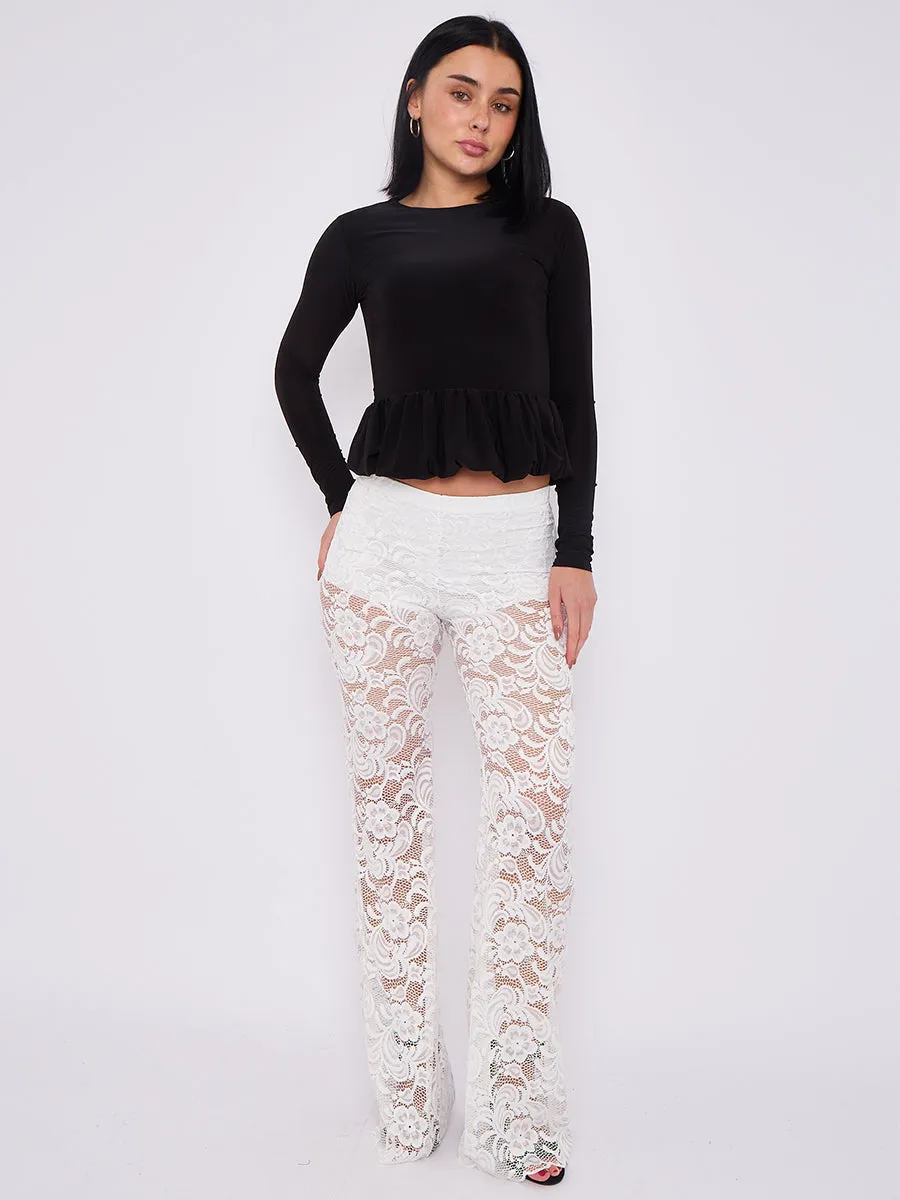 High Waist Lace Flared Trousers - Heaven sold by Storm Desire product image thumbnail 4