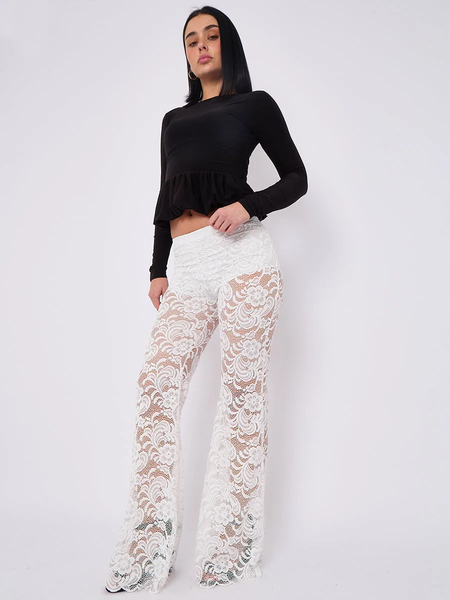 High Waist Lace Flared Trousers - Heaven sold by Storm Desire product image thumbnail 2