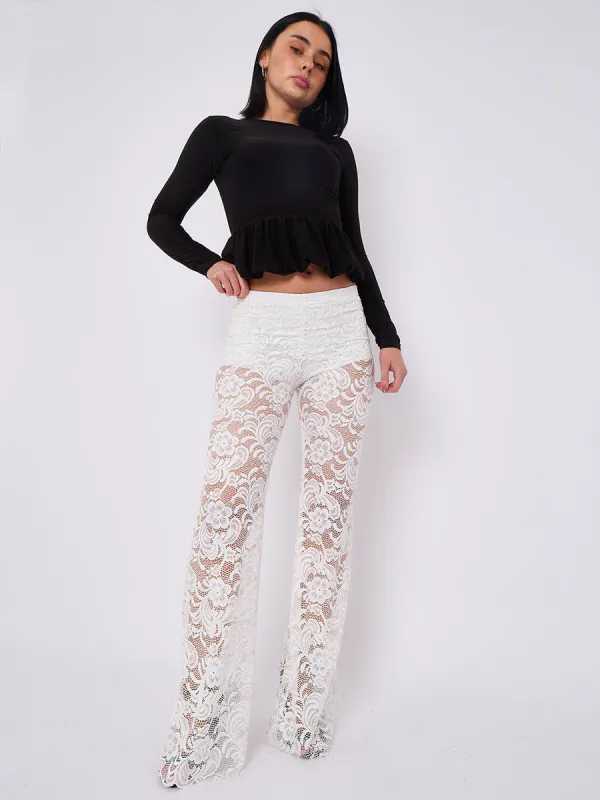High Waist Lace Flared Trousers - Heaven sold by Storm Desire