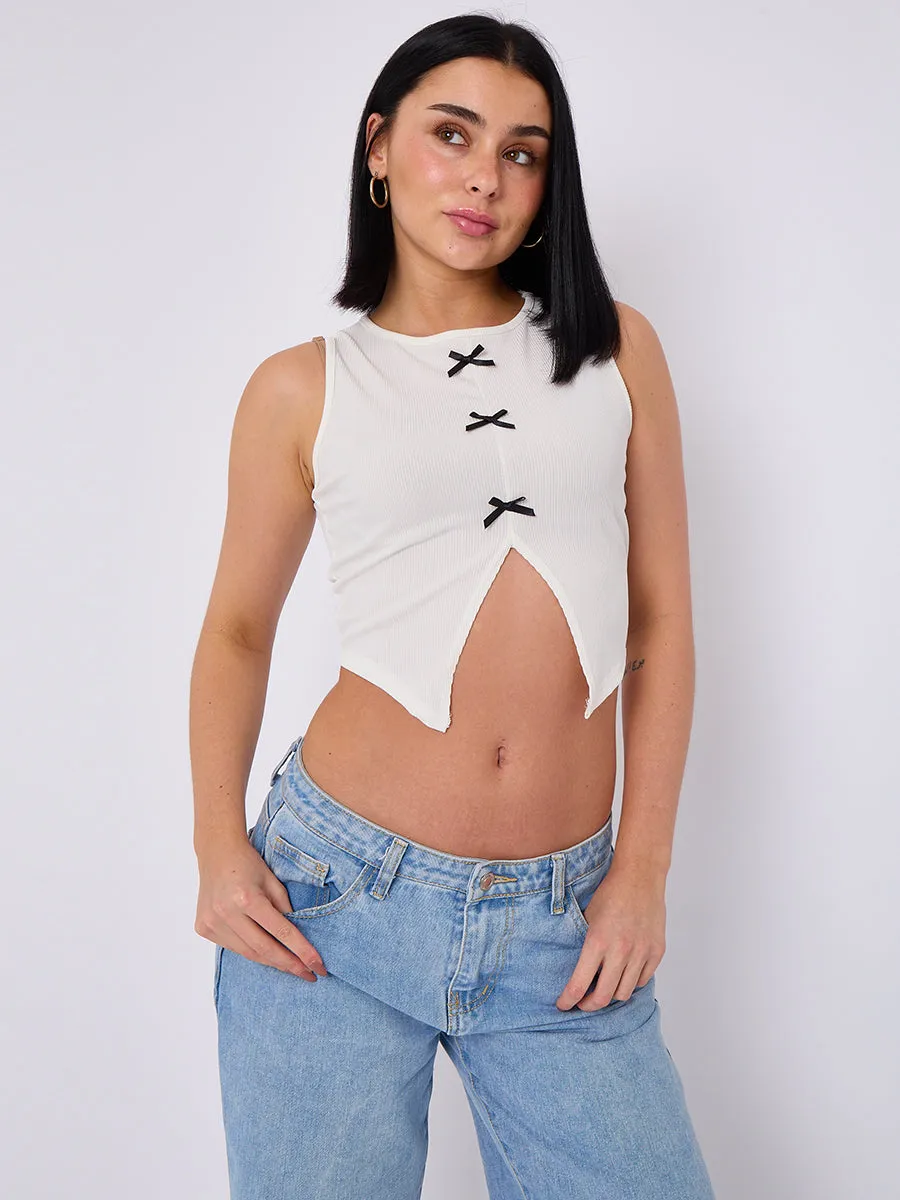 Bow Front Ribbed Crop Top - Blaire sold by Storm Desire product image thumbnail 2