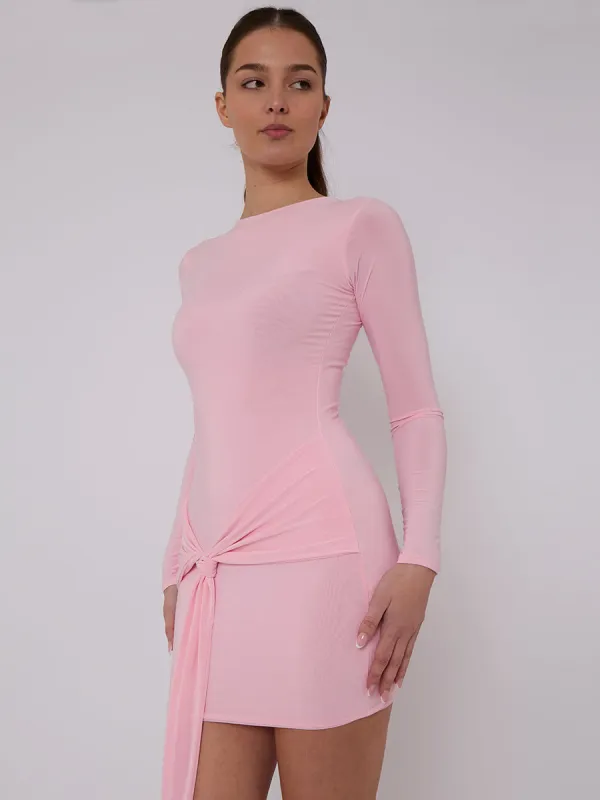 Long Sleeve Knot Slinky Dress - Rhea made by Storm Desire