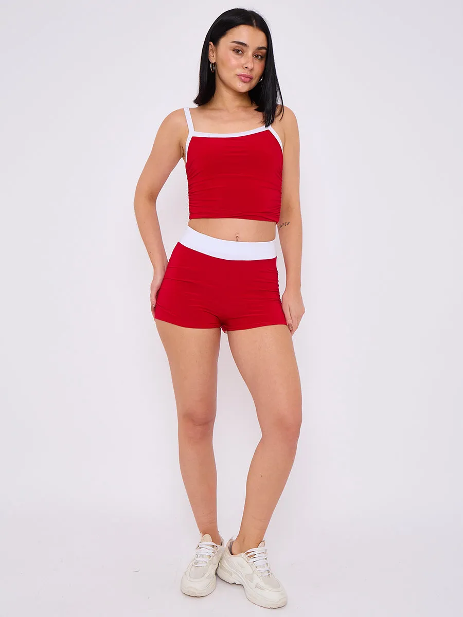 Slinky Contrast Crop Top & Shorts Set - Florence sold by Storm Desire