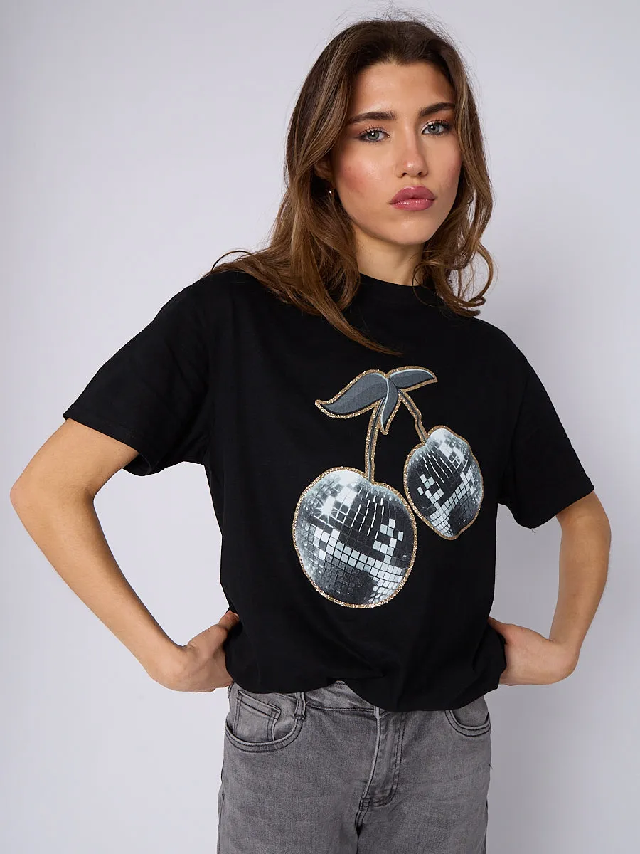 Disco Cherry Printed T-Shirt - Emelia sold by Storm Desire product image thumbnail 3
