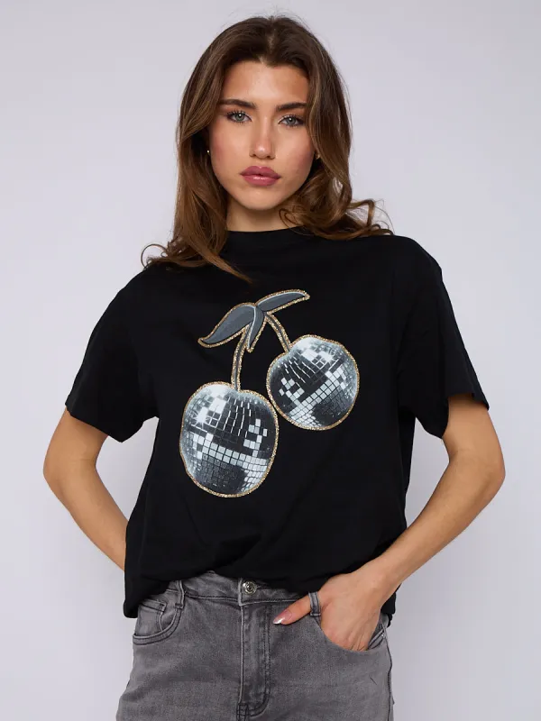 Disco Cherry Printed T-Shirt - Emelia sold by Storm Desire