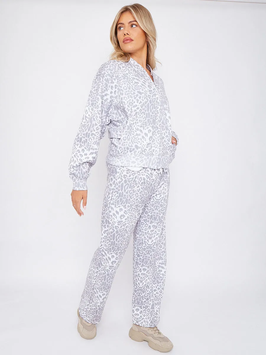 Leopard Print Bomber Style Oversize Fleece Zipper & Jogger Set - Sara sold by Storm Desire product image thumbnail 3