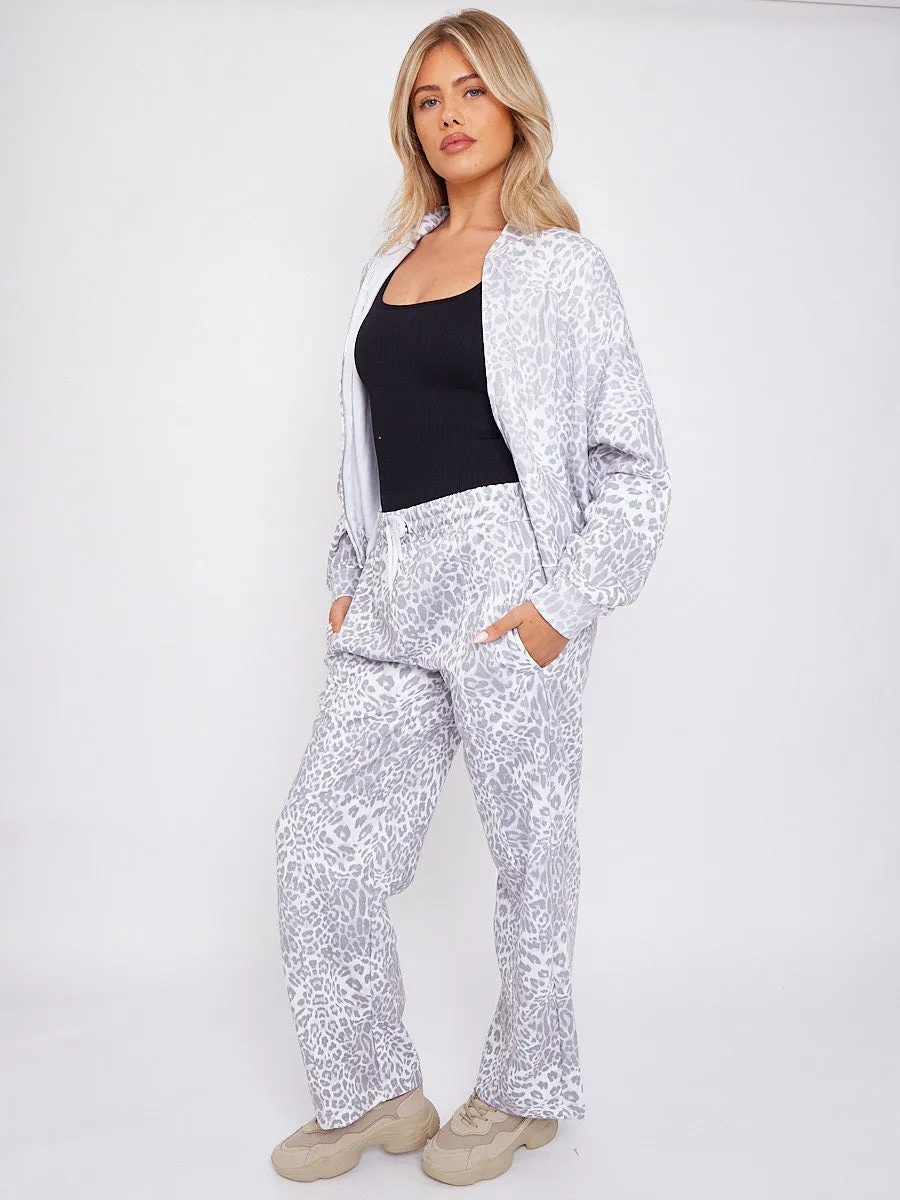 Leopard Print Bomber Style Oversize Fleece Zipper & Jogger Set - Sara sold by Storm Desire product image thumbnail 4