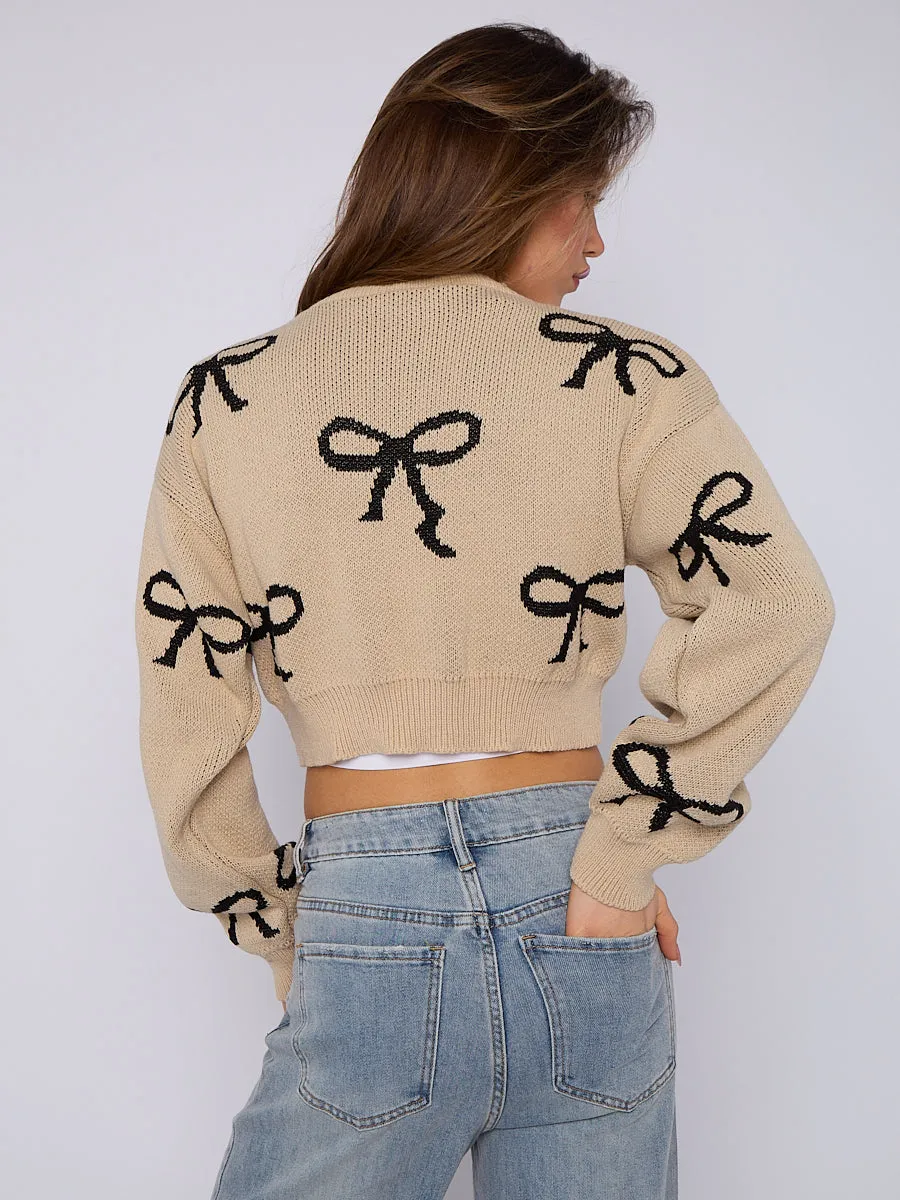 Oversized Bow Knitted Crop Jumper - Monroe sold by Storm Desire product image thumbnail 2