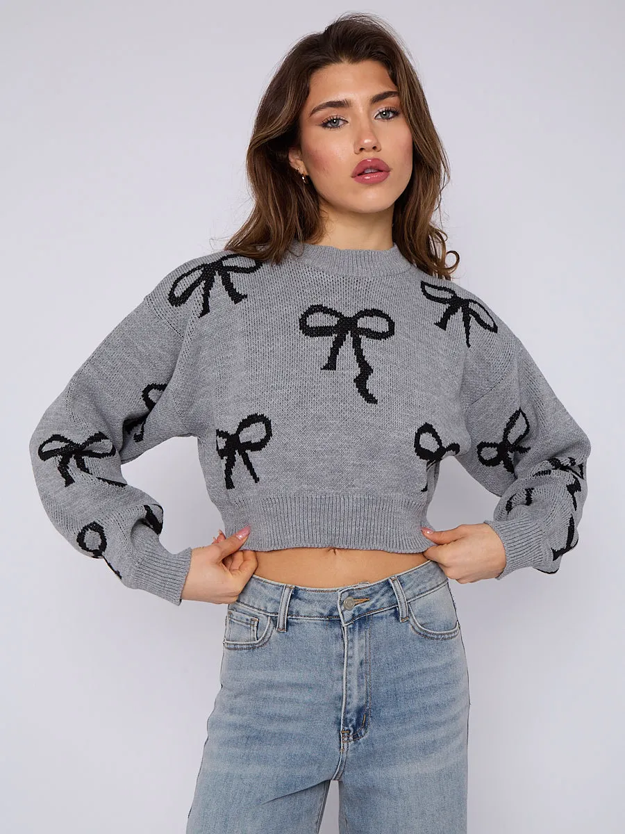 Oversized Bow Knitted Crop Jumper - Monroe sold by Storm Desire product image thumbnail 4