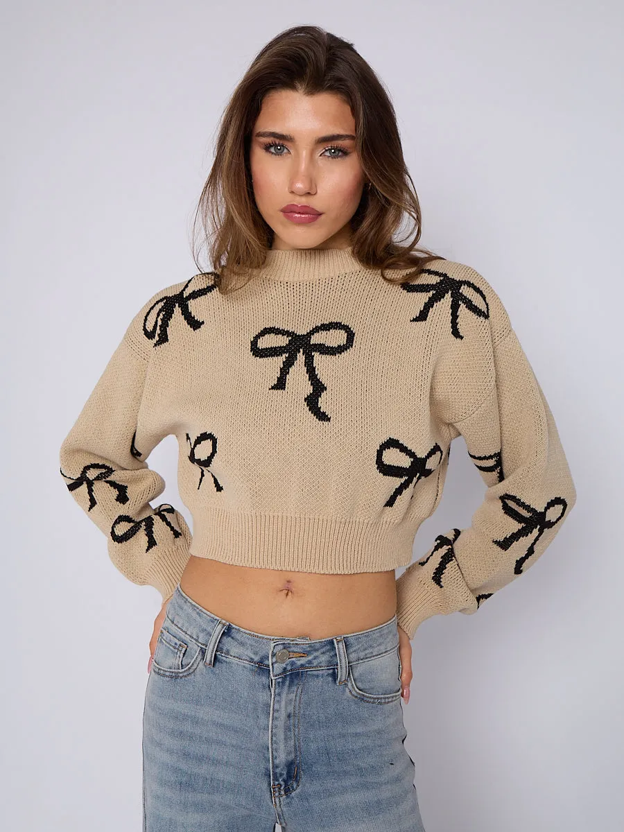 Oversized Bow Knitted Crop Jumper - Monroe sold by Storm Desire product image thumbnail 3