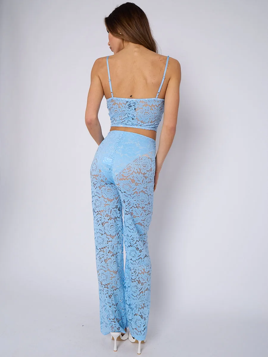 Lace Padded Bralet Crop Top & Flare Trouser Co-ord - Katie sold by Storm Desire product image thumbnail 2