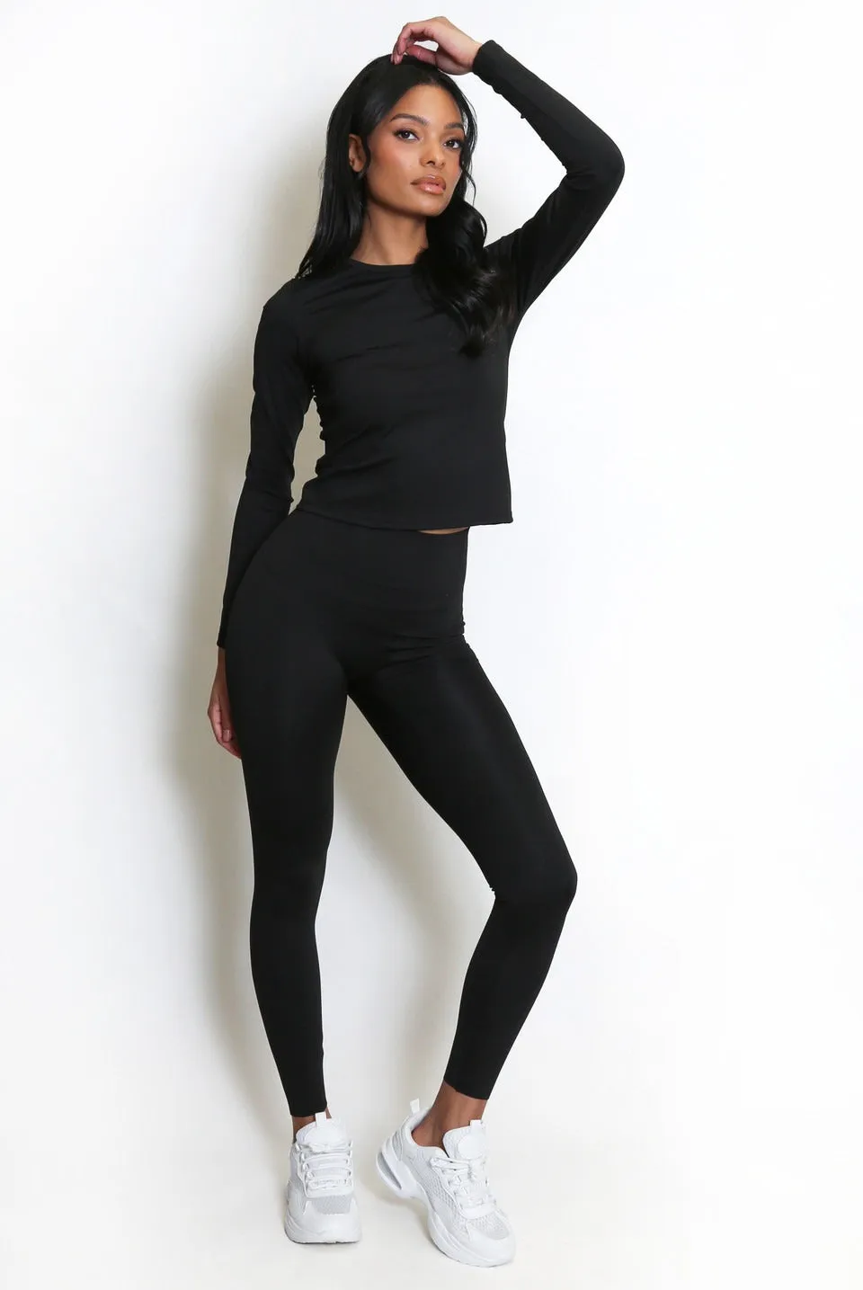 Black Full Sleeve Active Gym Top And Leggings Set - Lauren sold by Storm Desire product image thumbnail 2