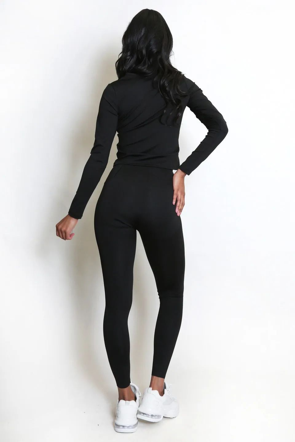 Black Full Sleeve Active Gym Top And Leggings Set - Lauren sold by Storm Desire product image thumbnail 3