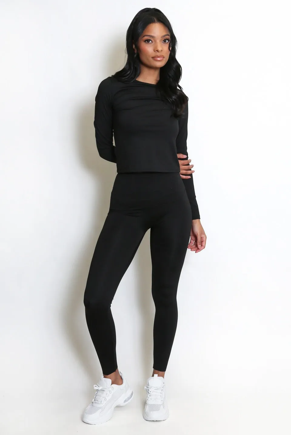 Black Full Sleeve Active Gym Top And Leggings Set - Lauren sold by Storm Desire product image thumbnail 4