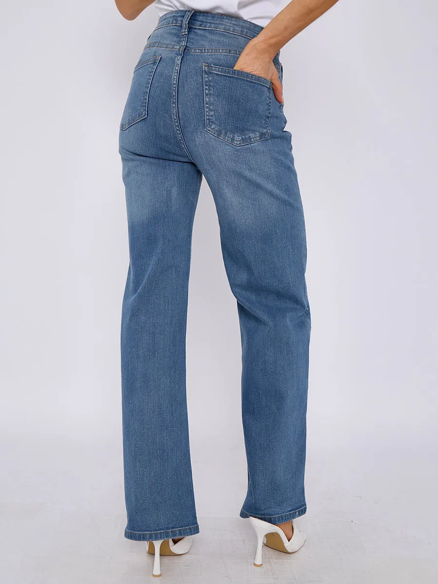 Diamante Studded Straight Leg Denim Jeans - Marina sold by Storm Desire product image thumbnail 5