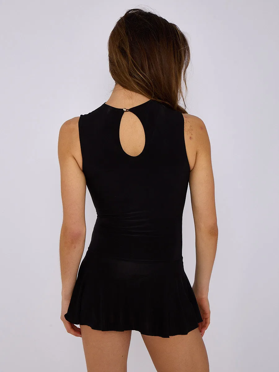 Slinky High Neck Ruched Frill Hem Mini Dress - Louise sold by Storm Desire product image thumbnail 2