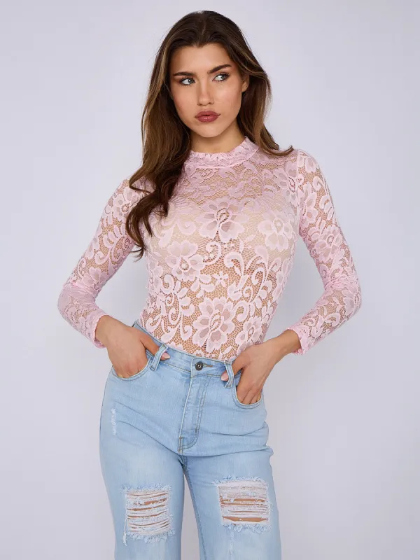 Long Sleeve Lace Bodysuit - Rosalia sold by Storm Desire